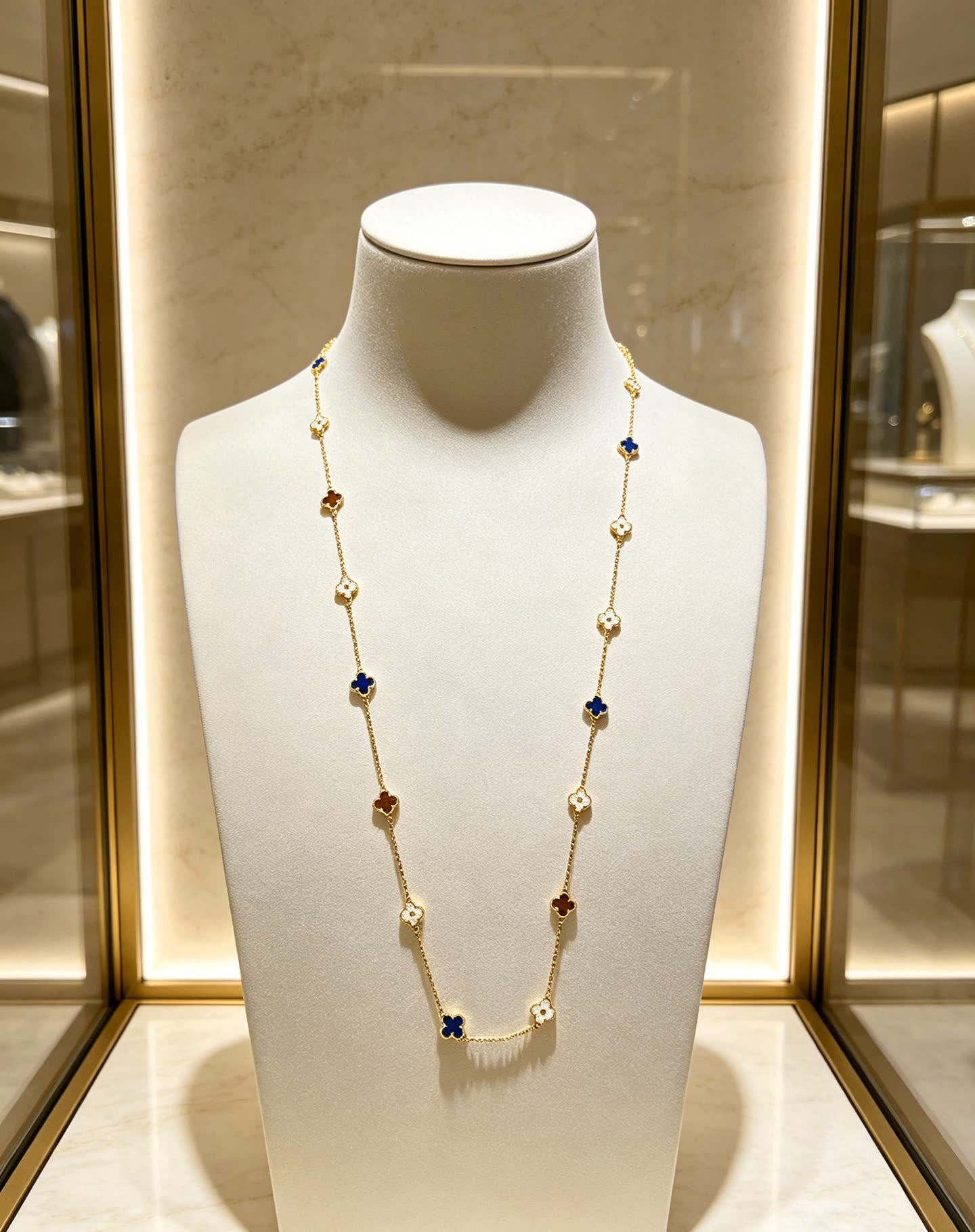 Van Cleef & Arpels Vintage Alhambra Yellow Gold Enamel Necklace